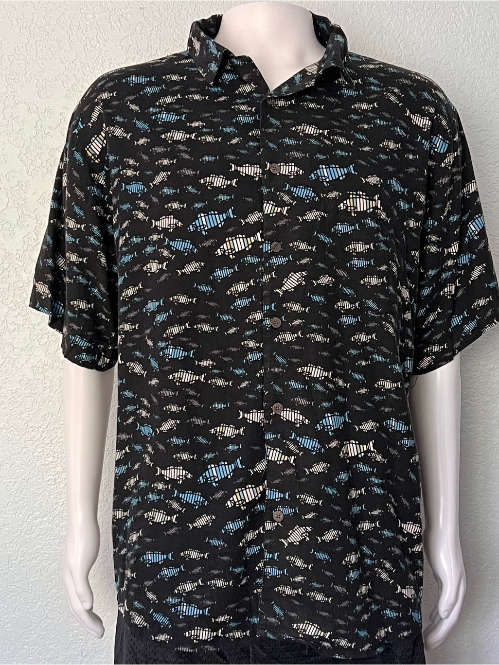Clearwater Outfitters Fish Print Shirt Mens Xxl Resort Vacation Button Front